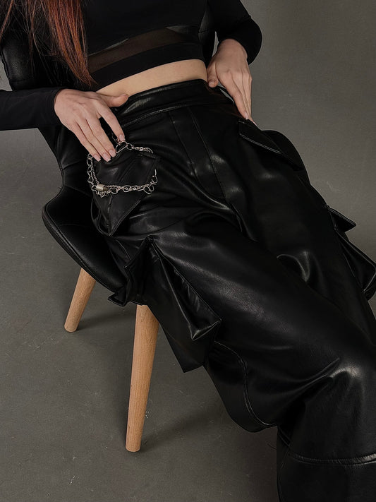 Baggy x Leather Pants